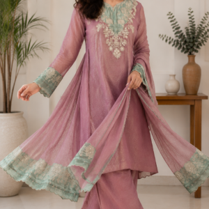 Women’s Royal Purple Embroidered Flared Kurta Set