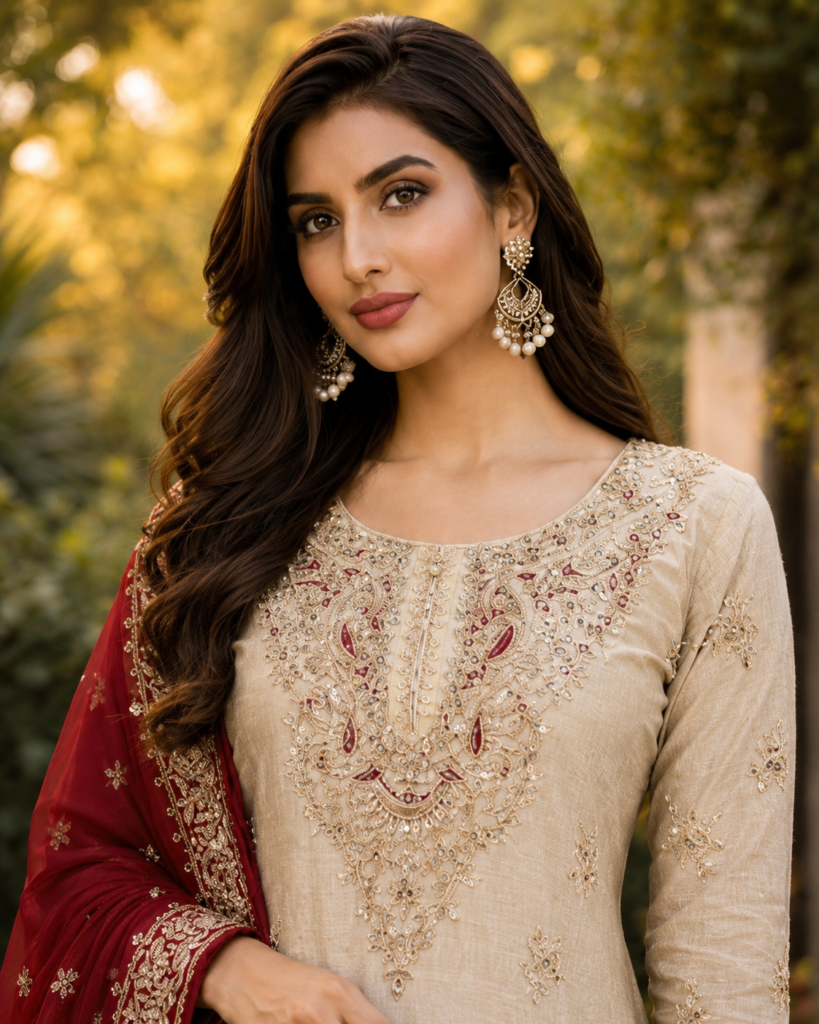 Women’s Royal Purple Embroidered Flared Kurta Set — view 1