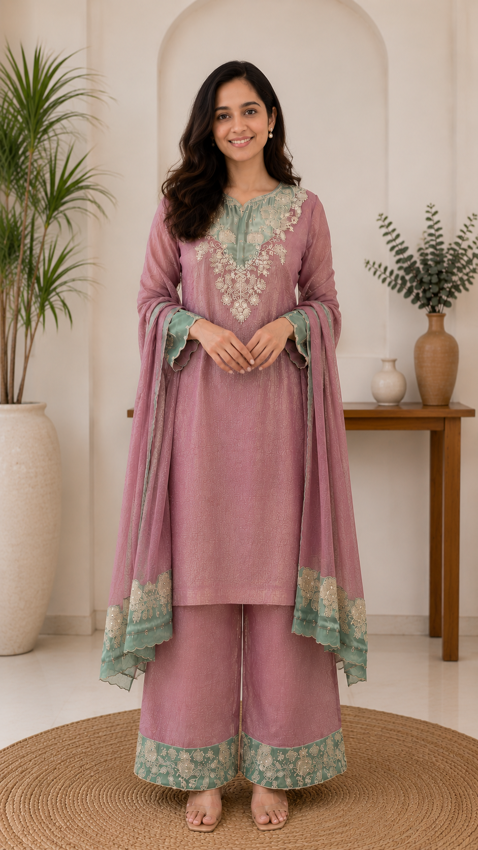 Women’s Royal Purple Embroidered Flared Kurta Set — view 4