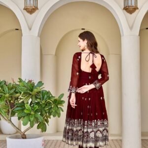 Women’s Royal Purple Embroidered Flared Kurta Set