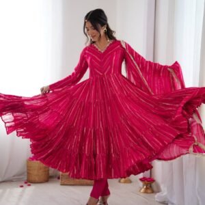 Women’s Royal Purple Embroidered Flared Kurta Set