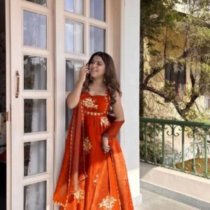 Women’s Royal Purple Embroidered Flared Kurta Set