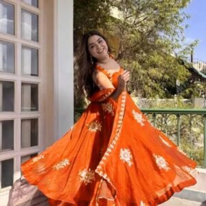 Women’s Royal Purple Embroidered Flared Kurta Set