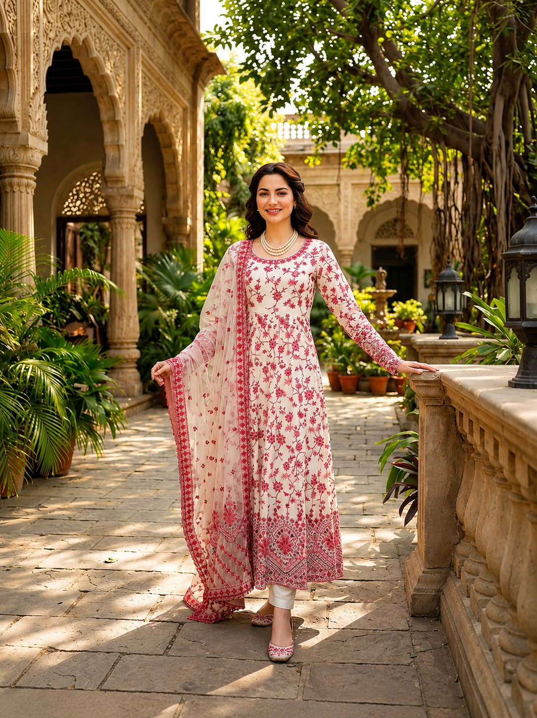 Women’s Royal Purple Embroidered Flared Kurta Set — view 3