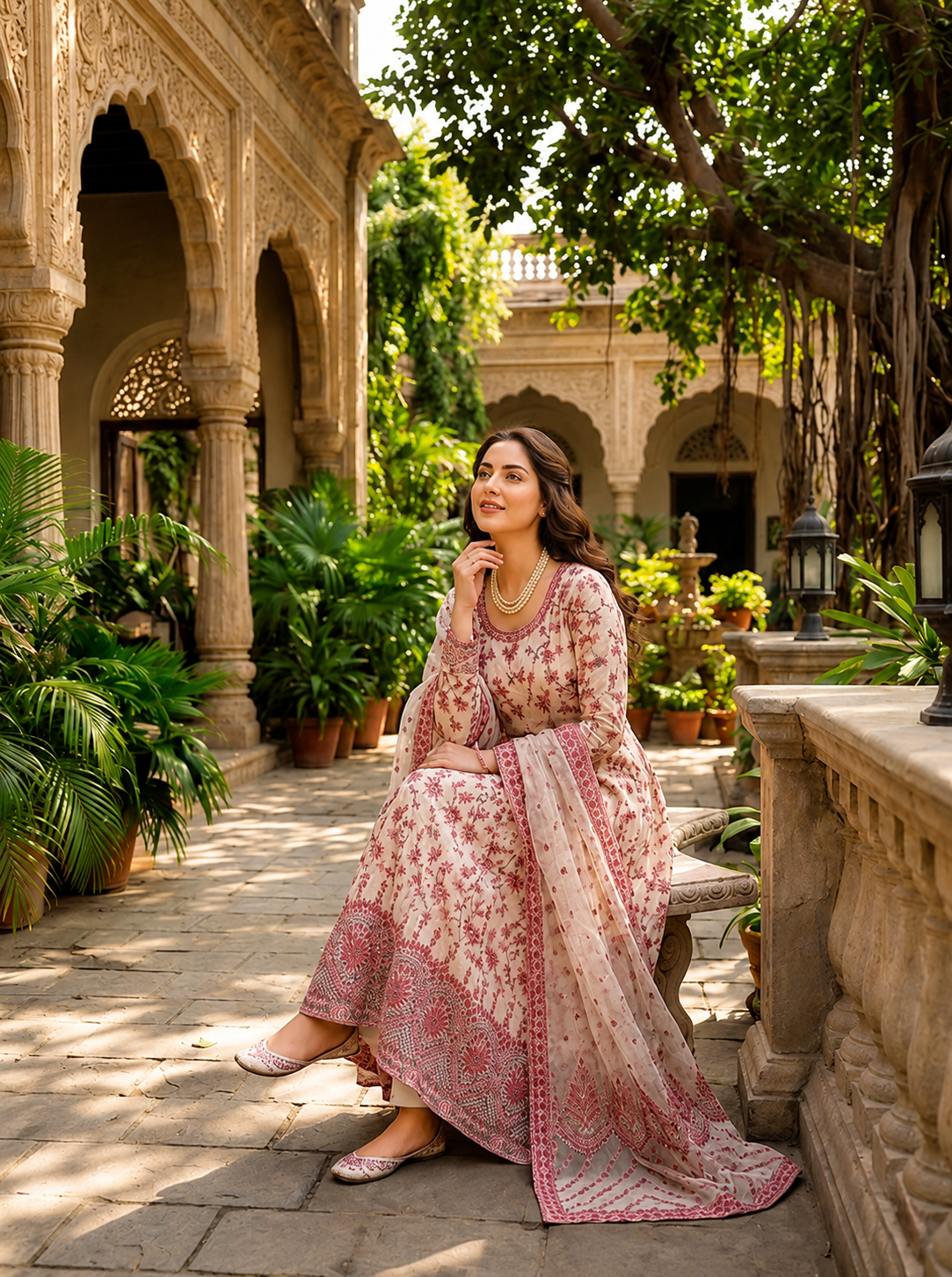 Women’s Royal Purple Embroidered Flared Kurta Set — view 4