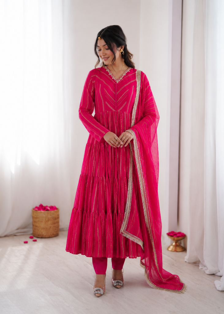Women’s Royal Purple Embroidered Flared Kurta Set
