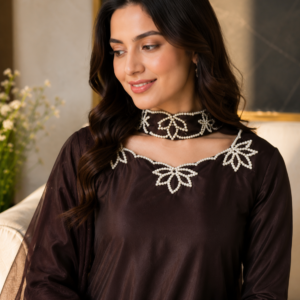 Women’s Royal Purple Embroidered Flared Kurta Set