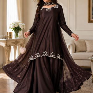 Women’s Royal Purple Embroidered Flared Kurta Set