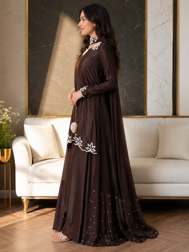 Women’s Royal Purple Embroidered Flared Kurta Set — view 1