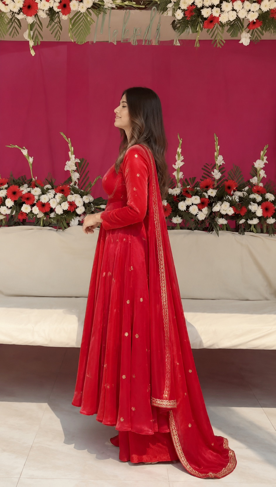 Women’s Royal Purple Embroidered Flared Kurta Set — view 4