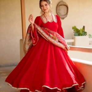 Women’s Royal Purple Embroidered Flared Kurta Set