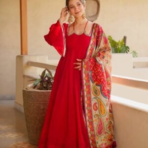 Women’s Royal Purple Embroidered Flared Kurta Set