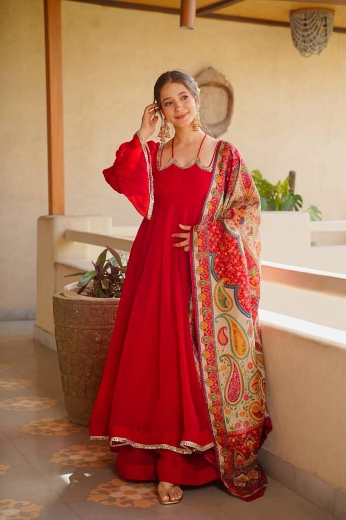 Women’s Royal Purple Embroidered Flared Kurta Set — view 1